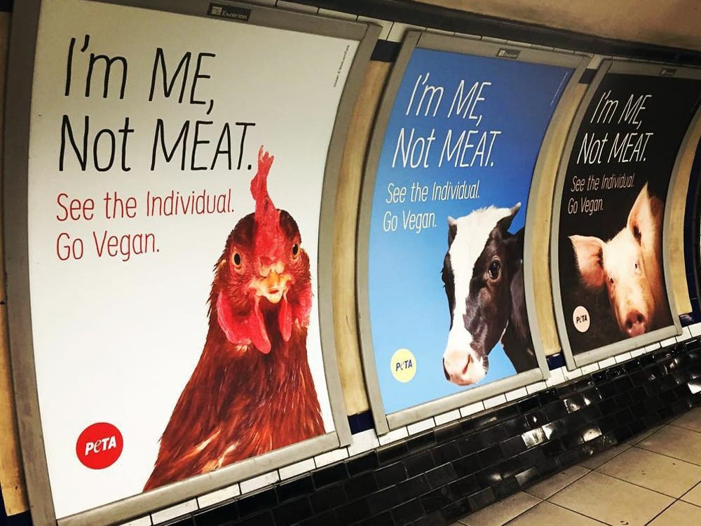 Vegan adverts in London's underground